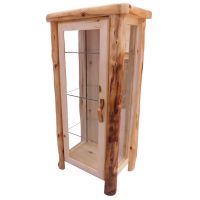 Beartooth Aspen Log Curio Cabinet - 27" - Flat Front - Natural Panel & Gnarly Log - Hinge Left