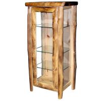 Beartooth Aspen Log Curio Cabinet - 27" - Half Log Front - Natural Panel & Naturaly Log