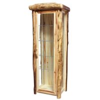 Beartooth Aspen Log Display Cabinet - 27" - Flat Front - Natural Panel & Natural Log - Hinge Right