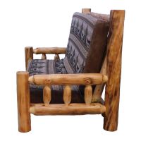 Beartooth Aspen Log Futon - Queen - Natural Log - Balsam Lake Dawn Main Upholstery