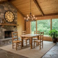 Aspen Dining Table: Some lifestyle images are created with AI for visualization purposes. Crafted from natural solid wood, each piece is unique and will vary.
