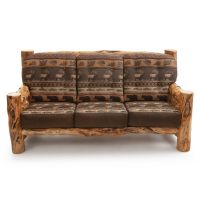 Beartooth Aspen Timber Comfort Log Sofa - Gnarly Log - Dakota Brandy Accent Upholstery & Cloudcroft Earth Main Upholstery