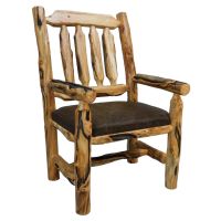Beartooth Aspen Timberland Upholstered Log Dining Chair - Arm Chair - Gnarly Log - Old Cushion Style