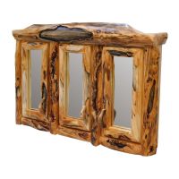 Beartooth Aspen Triple Door Log Medicine Cabinet - Log Front - 48"W - Natural Panel & Gnarly Log