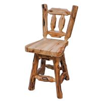 Beartooth Aspen Woodland Swivel Log Pub Stool - Side Stool - 24" (Counter Height) - Wild Panel & Gnarly Log