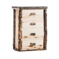 Beaver Creek Aspen 4 Drawer Log Chest--Flat drawer fronts, Clear finish, Dark aspen, Standard logs