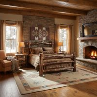 Organic Rustic Wood Bed: Some lifestyle images are created with AI for visualization purposes. Crafted from natural solid wood, each piece is unique and will vary.