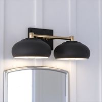 Belmont 2-Light Matte Black and Satin Brass Vanity Light