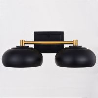 Belmont 2-Light Matte Black and Satin Brass Vanity Light
