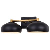 Belmont 2-Light Matte Black and Satin Brass Vanity Light