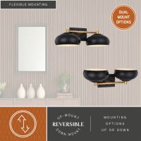 Belmont 2-Light Matte Black and Satin Brass Vanity Light