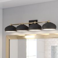 Belmont 4-Light Matte Black and Satin Brass Vanity Light