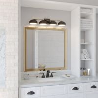 Belmont 4-Light Matte Black and Satin Brass Vanity Light