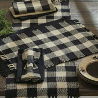 Rustic Black Checkered Fringe Placemats