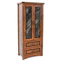 Black Granite Rustic 2 Drawer Armoire - Antique Barnwood Finish