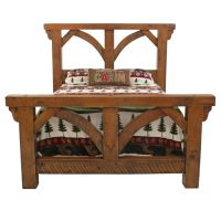 River Rustic Open Arch Barnwood Timber Bed - Antique Barnwood Finish