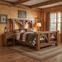 Double Arch Bed: Some lifestyle images are created with AI for visualization purposes. Crafted from natural solid wood, each piece is unique and will vary.