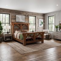 Barnwood Bed: Some lifestyle images are created with AI for visualization purposes. Crafted from natural solid wood, each piece is unique and will vary.