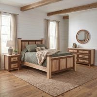Triple Panel Bed: Some lifestyle images are created with AI for visualization purposes. Crafted from natural solid wood, each piece is unique and will vary.