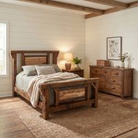 Barnwood Bed: Some lifestyle images are created with AI for visualization purposes. Crafted from natural solid wood, each piece is unique and will vary.