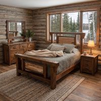 Barnwood Bed: Some lifestyle images are created with AI for visualization purposes. Crafted from natural solid wood, each piece is unique and will vary.
