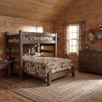 Rustic Retreat Bunk Bed: Some lifestyle images are created with AI for visualization purposes. Crafted from natural solid wood, each piece is unique and will vary.