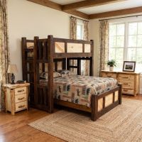 Handcrafted Bunk Bed: Some lifestyle images are created with AI for visualization purposes. Crafted from natural solid wood, each piece is unique and will vary.