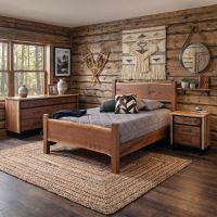 Walnut Bed: Some lifestyle images are created with AI for visualization purposes. Crafted from natural solid wood, each piece is unique and will vary.