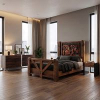 Barnwood Bed: Some lifestyle images are created with AI for visualization purposes. Crafted from natural solid wood, each piece is unique and will vary.