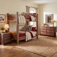 Modern Wood Bunk Bed: Some lifestyle images are created with AI for visualization purposes. Crafted from natural solid wood, each piece is unique and will vary.