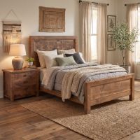 Barnwood Bed: Some lifestyle images are created with AI for visualization purposes. Crafted from natural solid wood, each piece is unique and will vary.