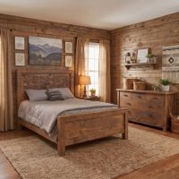 Barnwood Bed: Some lifestyle images are created with AI for visualization purposes. Crafted from natural solid wood, each piece is unique and will vary.