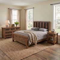 Barnwood Bed: Some lifestyle images are created with AI for visualization purposes. Crafted from natural solid wood, each piece is unique and will vary.