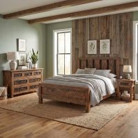 Barnwood Bed: Some lifestyle images are created with AI for visualization purposes. Crafted from natural solid wood, each piece is unique and will vary.