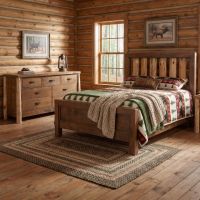 Rustic Bed: Some lifestyle images are created with AI for visualization purposes. Crafted from natural solid wood, each piece is unique and will vary.