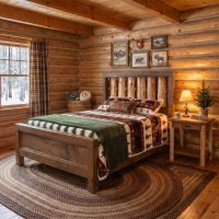 Rustic Bed: Some lifestyle images are created with AI for visualization purposes. Crafted from natural solid wood, each piece is unique and will vary.