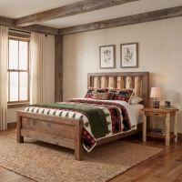 Rustic Bed: Some lifestyle images are created with AI for visualization purposes. Crafted from natural solid wood, each piece is unique and will vary.