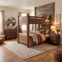 Live Edge Bunkbed: Some lifestyle images are created with AI for visualization purposes. Crafted from natural solid wood, each piece is unique and will vary.