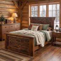 Timber Frame Bed: Some lifestyle images are created with AI for visualization purposes. Crafted from natural solid wood, each piece is unique and will vary.