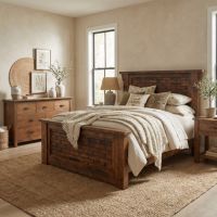 Timber Frame Bed: Some lifestyle images are created with AI for visualization purposes. Crafted from natural solid wood, each piece is unique and will vary.