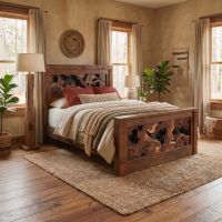 Handcrafted Bed: Some lifestyle images are created with AI for visualization purposes. Crafted from natural solid wood, each piece is unique and will vary.