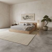 Wabi Sabi Platform Bed: Some lifestyle images are created with AI for visualization purposes. Crafted from natural solid wood, each piece is unique and will vary.