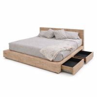Pale Horizon Platform Bed - Shown with Under Bed Drawer on the Right