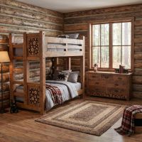 Rustic Bunkbed: Some lifestyle images are created with AI for visualization purposes. Crafted from natural solid wood, each piece is unique and will vary.