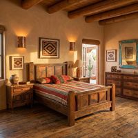 Barnwood Bed: Some lifestyle images are created with AI for visualization purposes. Crafted from natural solid wood, each piece is unique and will vary.