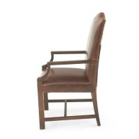 Bristol Upholstered Cowhide Dining Arm Chair - Burnt Umber Cypress Leather