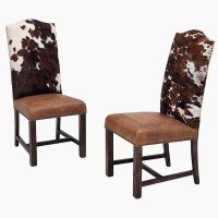 Bristol Upholstered Cowhide Dining Side Chair - Bomber Jacket Brown Top Grain Leather