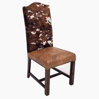 Bristol Upholstered Cowhide Dining Side Chair - Bomber Jacket Brown Top Grain Leather