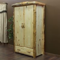 Beartooth Aspen 1 Drawer Log Wardrobe - Flat Drawer Front - 45"W - Natural Panel & Natural Logs