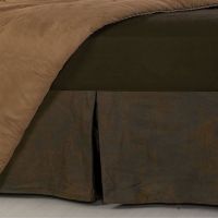 Dark Tan faux leather pleated bedskirt